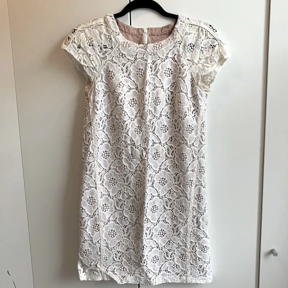 LOFT Dresses Loft Lace White Short Sleeve Dress Poshmark